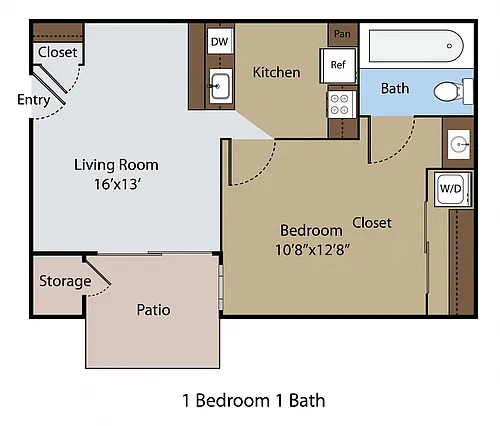 Floor plan 1 BR 1 BA