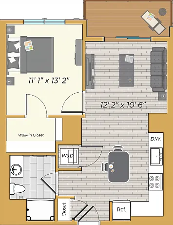 1 Bedroom w/ Balcony 1 Bedroom w/ Balcony