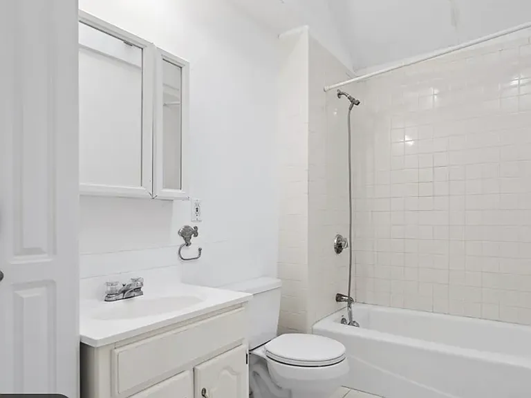 Pics prior to Renovation- New vanity, flooring, mirror, lights, etc. Updated pics to follow