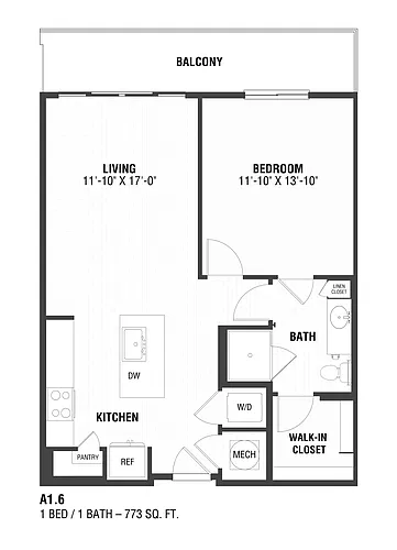 Floor plan 1 Bed/1 Bath