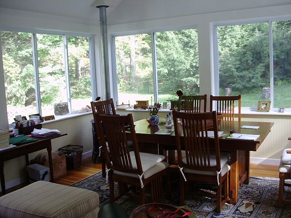 Sunroom with stove 
