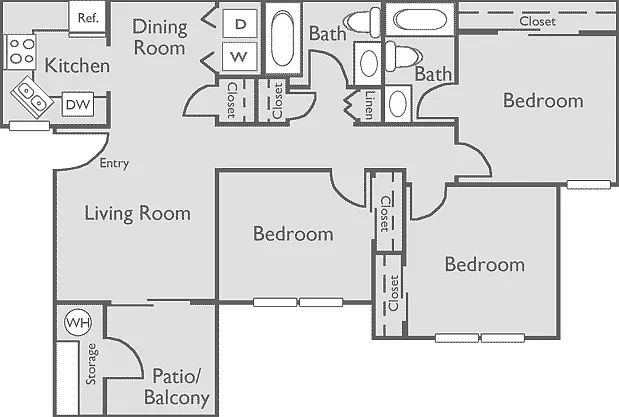 3 Bed, 2 Bath (60% Income Restricted) 3 Bed, 2 Bath (60% Income Restricted)