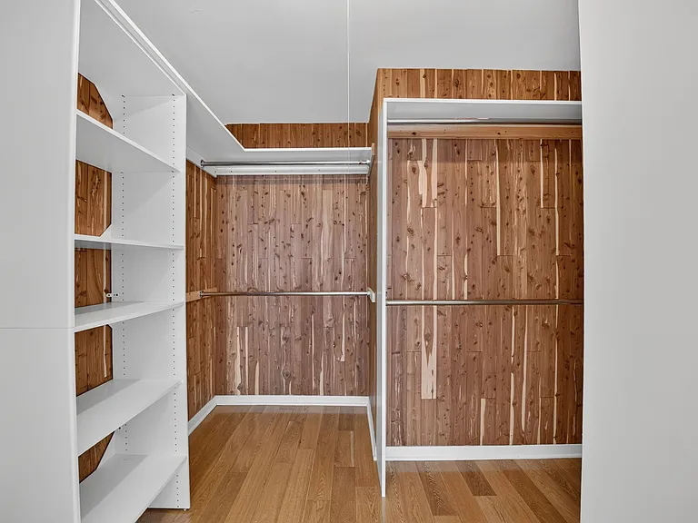 WALK-IN CLOSET PROVIDES TONS OF HANGING AND SHELVING