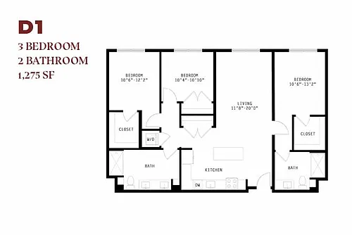 Floor plan Orlo Three Bedroom D1