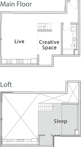 Floor plan 1 Bedroom Loft G