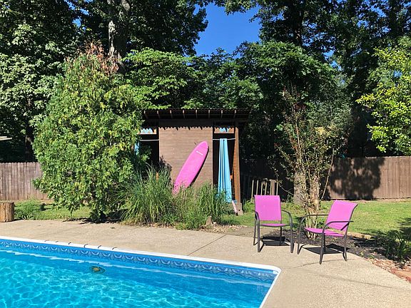 Pool deck with change rooms