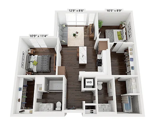 Floor plan Two Bedroom B2B-MMR