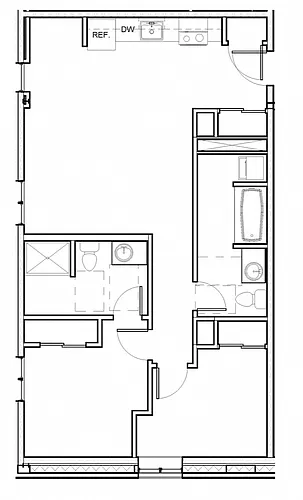 Floor plan 2 Bed 2 Bath 208-608