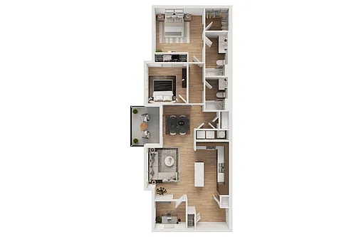 Floor plan 2x2 + Den - B2