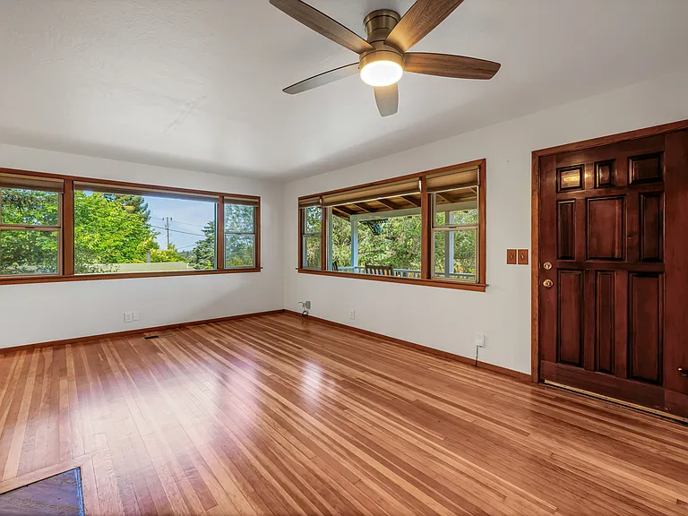 Living room with sunset view window