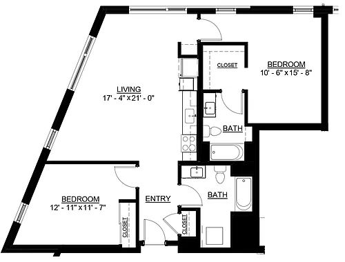 Floor plan 2 Bed 2 Bath