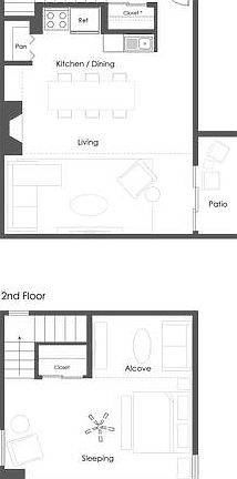 Town Home 1 Bedroom Floor Plan
