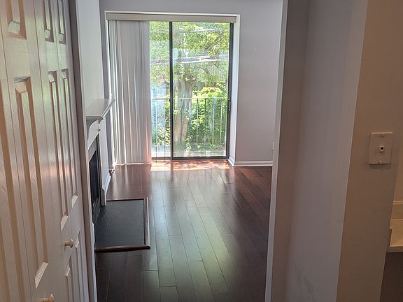 View from front door hall into living room