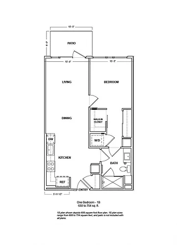 Floor plan 1B-Floorplan - Balcony/Patio