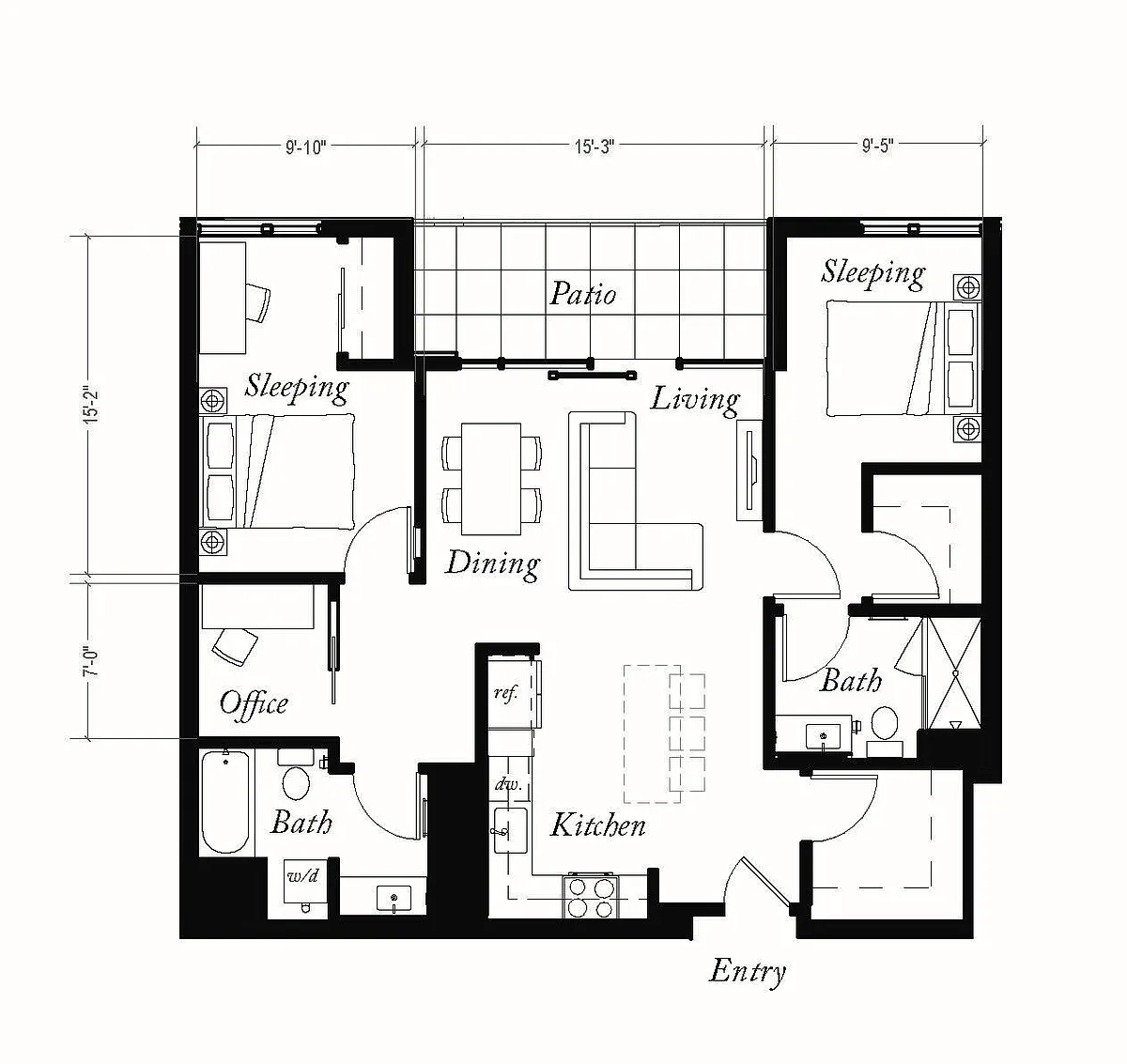 Floor plan 2x2 + Den Penthouse