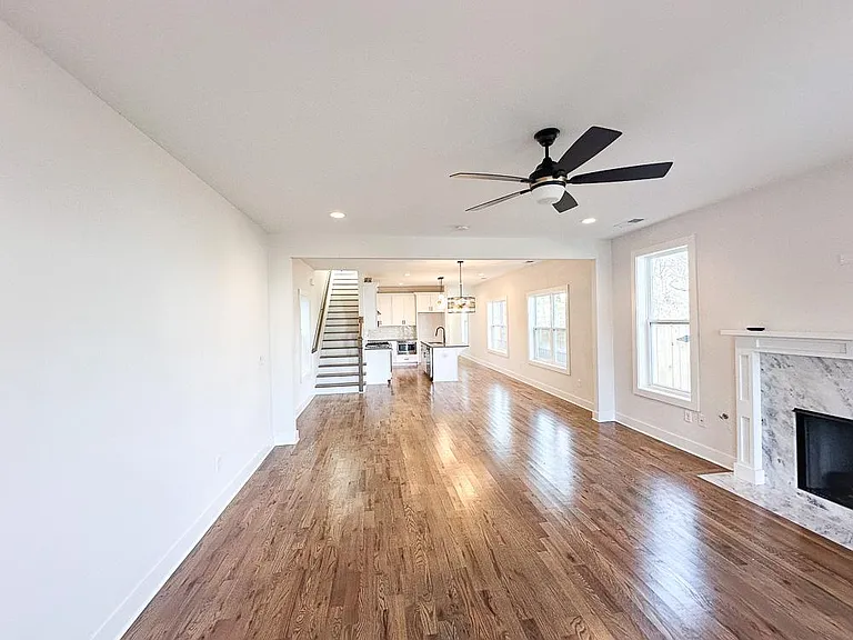 Open living and dining downstairs