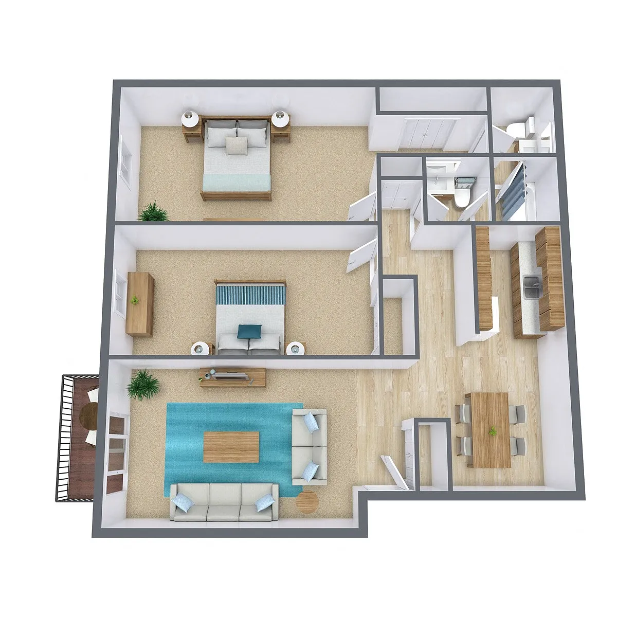 Floor plan Two Bedroom 22C