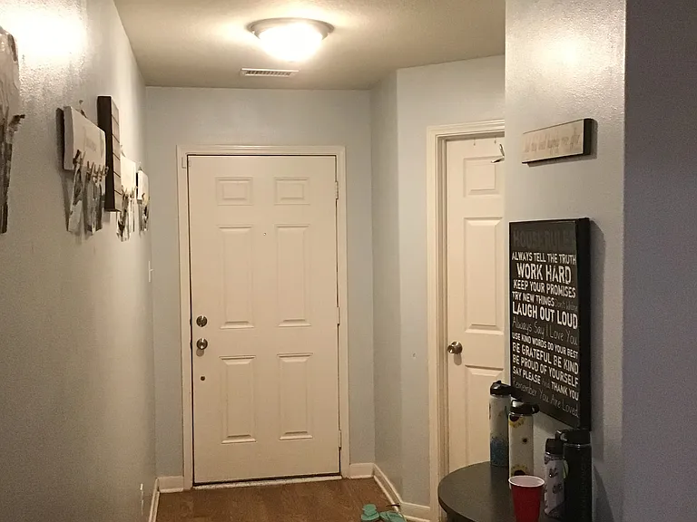 Hallway to Main Exit Door with Laminate Flooring