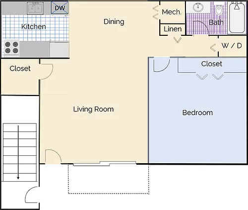 Floor plan 1 bedroom 1 bath