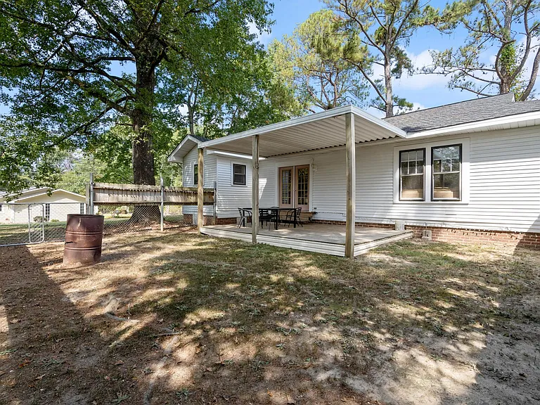 fenced back yard