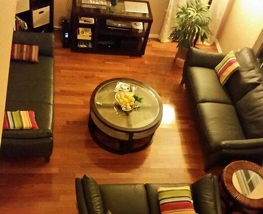 Family room with high ceiling