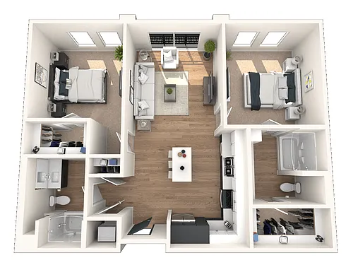 Floor plan 2BR/2BA B1