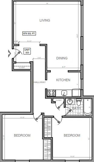 2 bed, 879 sqft, $1,100 — Photo 3