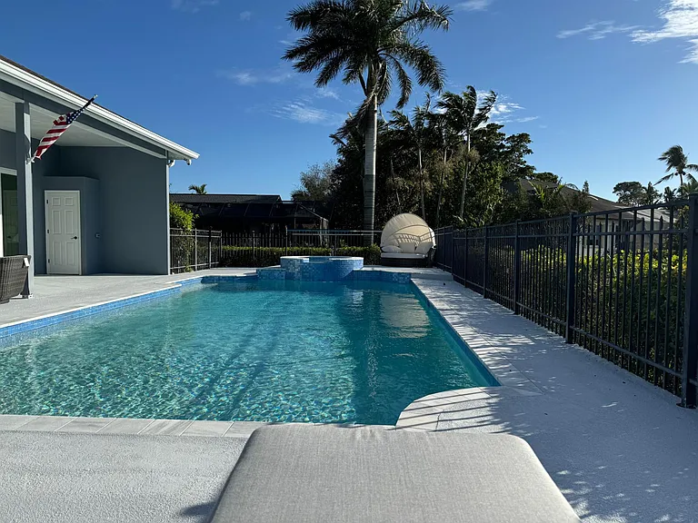 Private cabana near hot tub