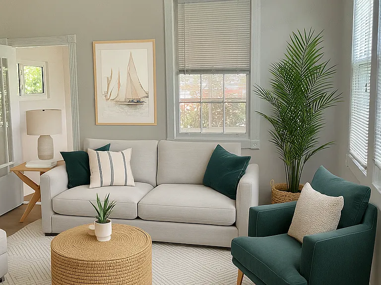 Digital rendering of the living room.