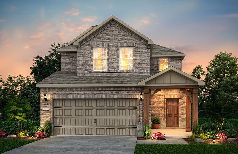The Harrison, a two-story home with 2-car garage, shown with Home Exterior R