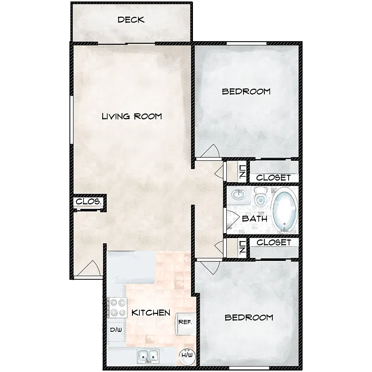 Floor plan 2 Bed 1 Bath