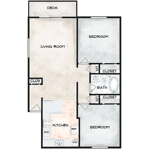 Floor plan 2 Bed 1 Bath