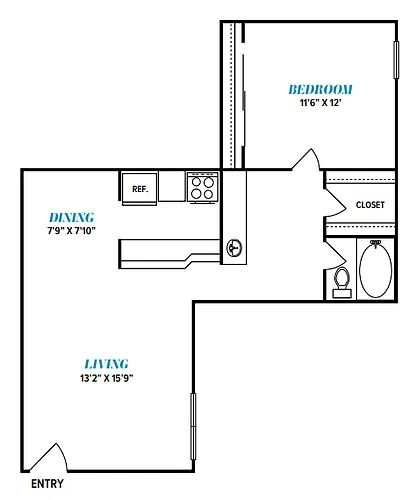 Floor plan A10 One Bed, One Bath