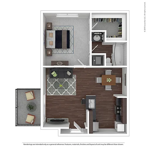 Floor plan Elm - 1 Bed, 1 Bath