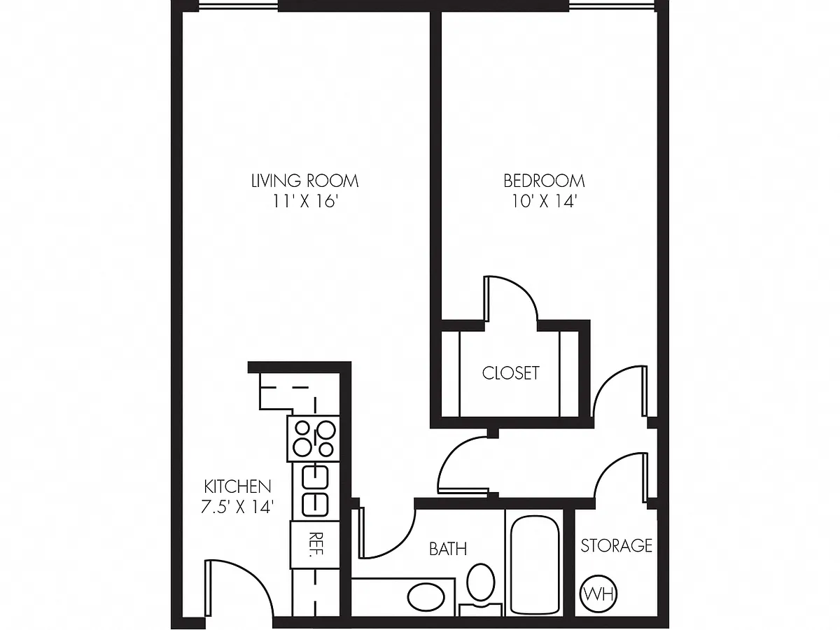 Floor plan Junior 1 Bedroom