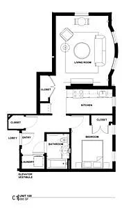 Floor plan 11A - 1 Bed 1 Bath