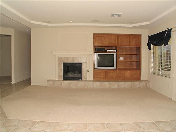 Built-in shelves, fireplace