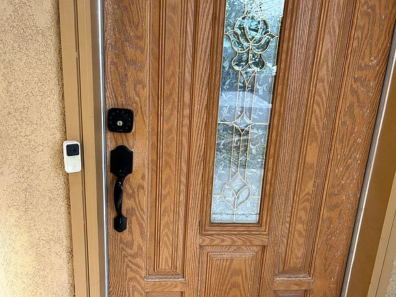 Front door entrance with digital key pad lock