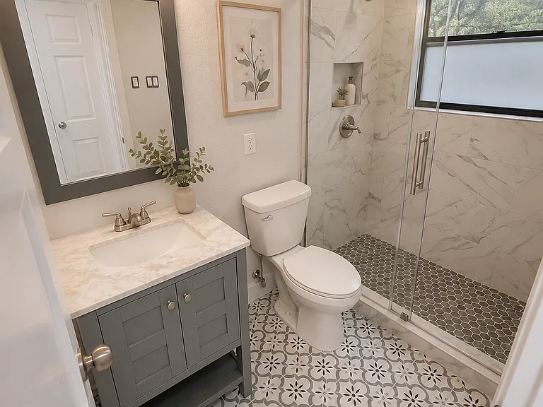 Shared bathroom for 2nd and 3rd bedrooms