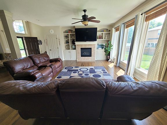 Family Room with a wall of windows