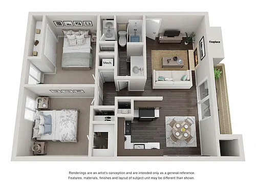 Floor plan 2 Beds 1.5 Bath Maple