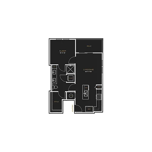 Floor plan 1BD - C