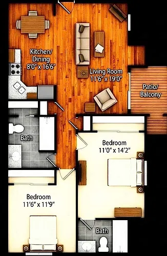 Floor plan 2 bedrooms