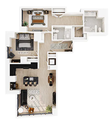 Floor plan 2 Bed/2 Bath-PH-B4