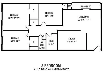 Floor plan 3 Bed 1.5 Bath