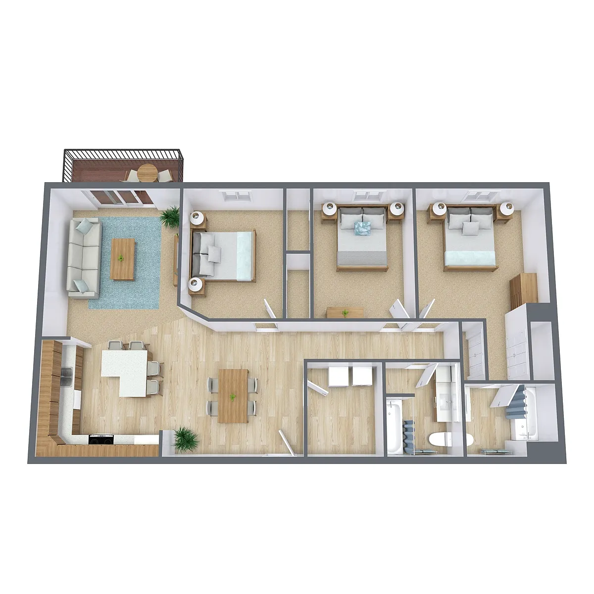 Floor plan Three Bedroom 32C