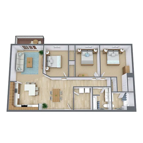 Floor plan Three Bedroom 32C
