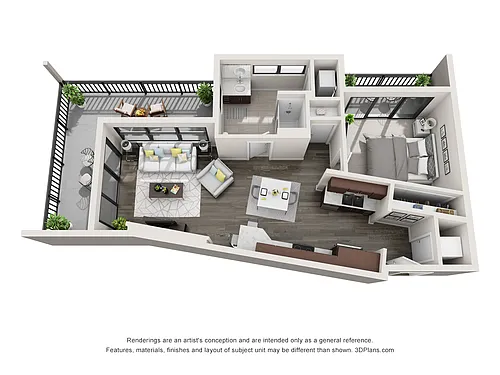 Floor plan Tanzanite 1 Bed, 1 Bath