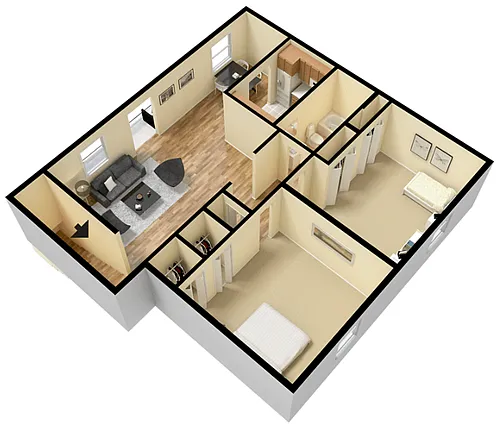 Floor plan 2 Bed 1 Bath