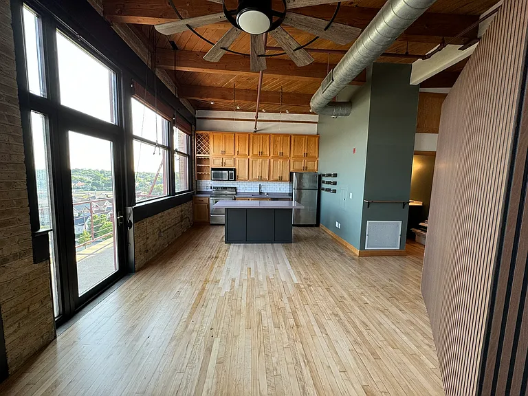 Open concept living room/kitchen - view from living room